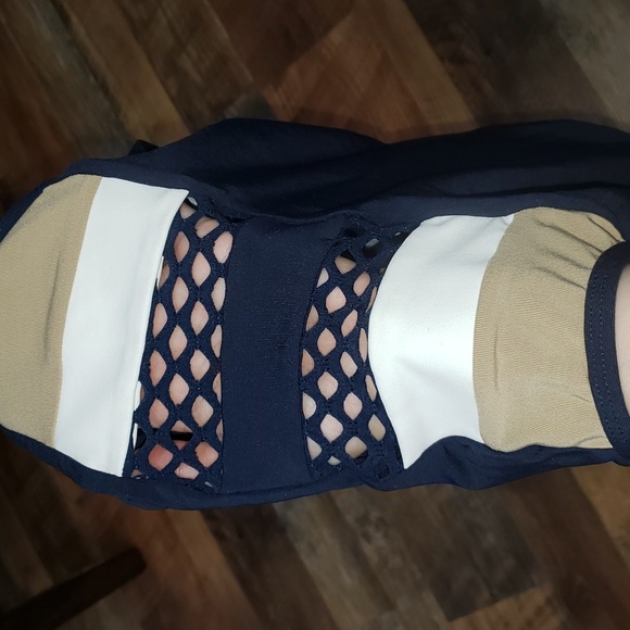 Jets Australia by Jessika Allen Blue, White & Tan One Piece Swimsuit, Size 4 - Picture 3 of 6